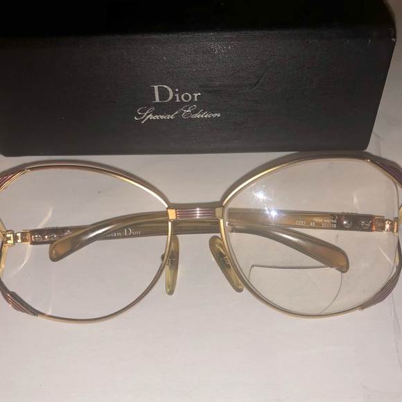 CHRISTIAN DIOR 60s 70s Vintage 2227 48 Butterfly Gold Frame Eyeglasses 55-16mm - Picture 4 of 16